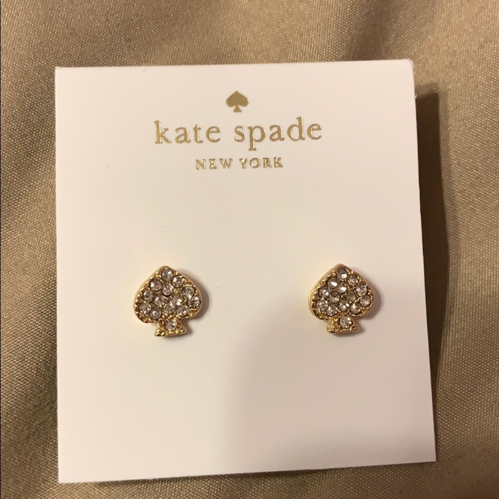kate spade Gold Tone Pave Spade Stud Earrings